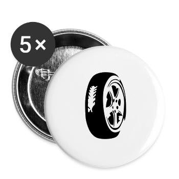 pneu voiture tyre 8 - Lot de 5 grands badges (56 mm) - blanc - Devant