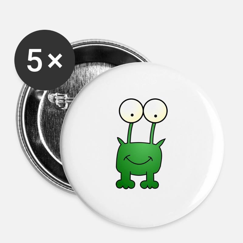 Frog - Alien - Alien - Monster - Buttons large 2.2''/56 mm (5-pack) - white