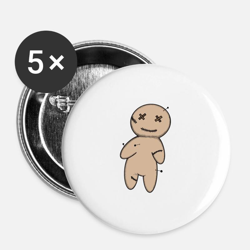 Sockenpüppchen Zeichnung Geschenkidee - Buttons groß 56 mm (5er Pack) - Weiß