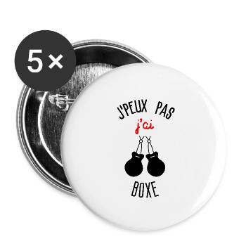 J peux pas j ai Boxe - Lot de 5 grands badges (56 mm) - blanc - Devant