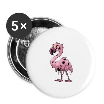 Flamingo Halloween Lustig Zombie - Buttons groß 56 mm (5er Pack) - Weiß - Vorne
