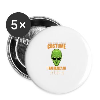 Halloween C’est mon costume humain. I bi - Lot de 5 grands badges (56 mm) - blanc - Devant