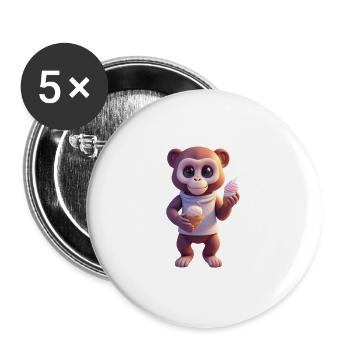 Galaktischer Eisaffe - Buttons groß 56 mm (5er Pack) - Weiß - Vorne