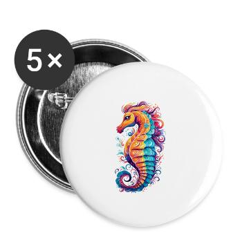 Seepferdchen Unterwasserwelt für eine - Buttons groß 56 mm (5er Pack) - Weiß - Vorne