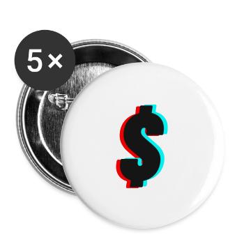 Dollar - Lot de 5 grands badges (56 mm) - blanc - Devant