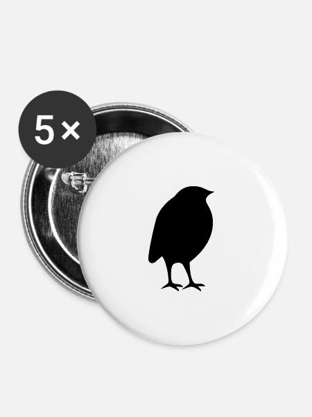 Vögelchen - Buttons groß 56 mm (5er Pack) - Weiß