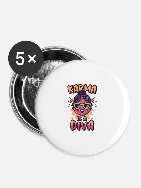 Karma Diva Cartoon Tee - Buttons groß 56 mm (5er Pack) - Weiß