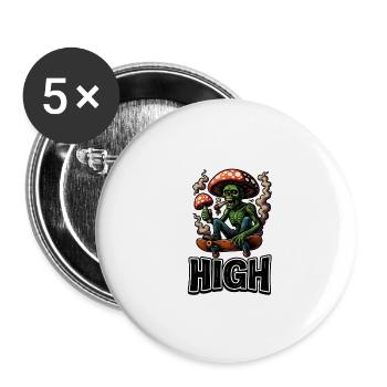 Zombie, champignon et vibrations de skate - Lot de 5 grands badges (56 mm) - blanc - Devant