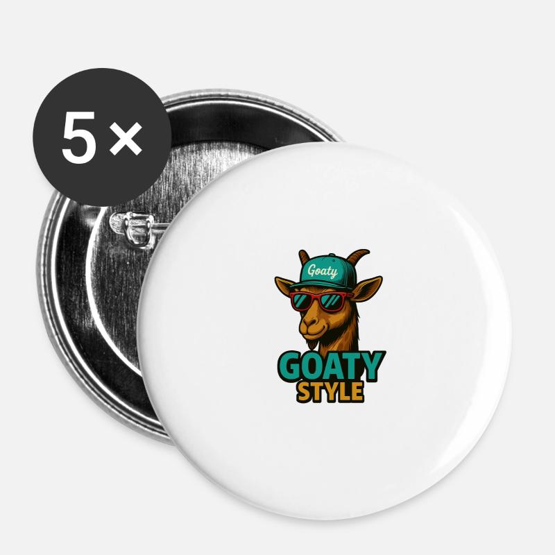 Goaty Style - Buttons large 2.2''/56 mm (5-pack) - white