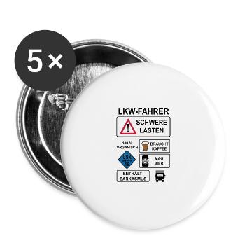 LKW-Fahrer - Buttons groß 56 mm (5er Pack) - Weiß - Vorne
