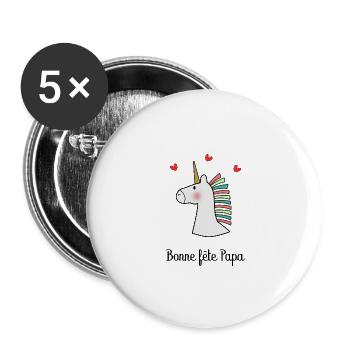BONNE FÊTE PAPA. PAPA. FÊTE DES PÈRES. BONNE FÊTE - Lot de 5 grands badges (56 mm) - blanc - Devant
