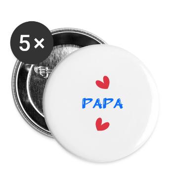 FÊTE DES PÈRES. BONNE FÊTE PAPA. PAPA. BONNE FÊTE - Lot de 5 grands badges (56 mm) - blanc - Devant