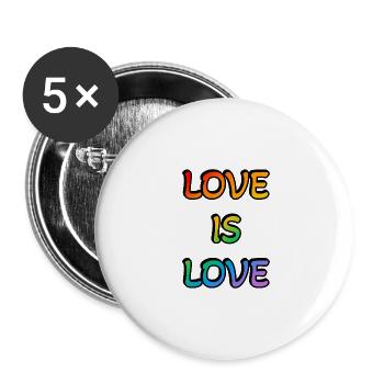 Rainbow Love is Love - Buttons large 2.2''/56 mm (5-pack) - white - Front