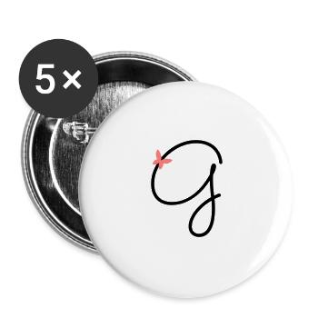 Buchstabe G Schmetterlingsbuchstabe - Buttons groß 56 mm (5er Pack) - Weiß - Vorne
