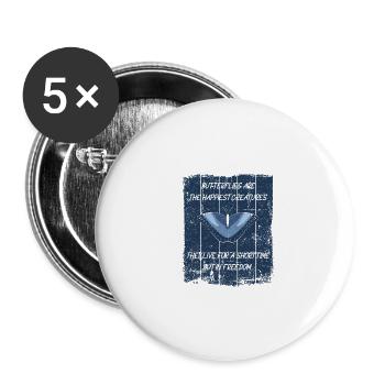 BUTTERFLIES ARE THE HAPPIEST CREATURES - Buttons groß 56 mm (5er Pack) - Weiß - Vorne