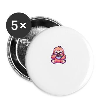 Kawaii Ramen Bigfoot Japanese Noodles Bowl - Buttons large 2.2''/56 mm (5-pack) - white - Front