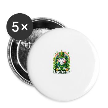 Lepricorn St Patrick's Day Unicorn Shamrock - Buttons large 2.2''/56 mm (5-pack) - white - Front