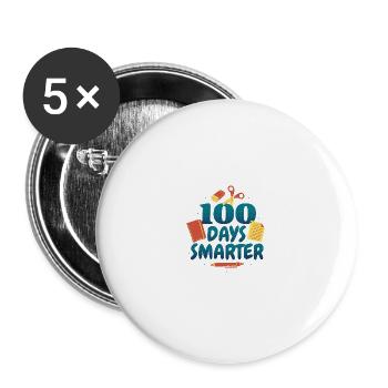 100 Tage schlauer Schule 100 Tage schlauer Schule - Buttons groß 56 mm (5er Pack) - Weiß - Vorne