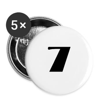 7. 7 JAHRE. 7. JAHRESTAG. GEBURTSTAG 7 JAHRE. 7 - Buttons groß 56 mm (5er Pack) - Weiß - Vorne