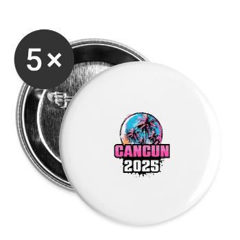 Cancun 2025 Palmen - Buttons groß 56 mm (5er Pack) - Weiß - Vorne
