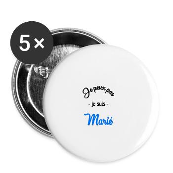 JE PEUX PAS. MARIE - Lot de 5 grands badges (56 mm) - blanc - Devant