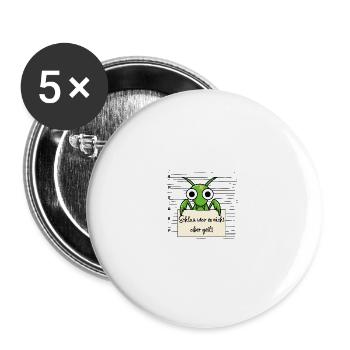 Gottesanbeterin lustiger Spruch humor Gefängnisbil - Buttons groß 56 mm (5er Pack) - Weiß - Vorne