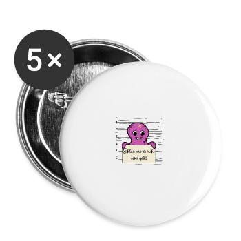 Oktopus lustiger Spruch humor Gefängnisbild - Buttons groß 56 mm (5er Pack) - Weiß - Vorne