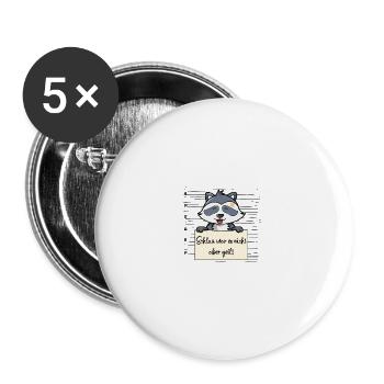 Waschbär lustiger Spruch humor Gefängnisbild - Buttons groß 56 mm (5er Pack) - Weiß - Vorne