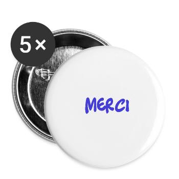 VIELEN DANK. GELIEBTE. MEISTER. DANKE, HERRIN - Buttons groß 56 mm (5er Pack) - Weiß - Vorne