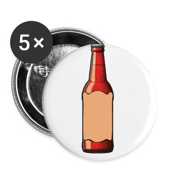 Bouteille de bière Symbole de consommation de bière - Lot de 5 grands badges (56 mm) - blanc - Devant