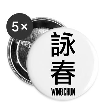 Wing Chun | chinesische Schriftzeichen | vertikale - Buttons groß 56 mm (5er Pack) - Weiß - Vorne