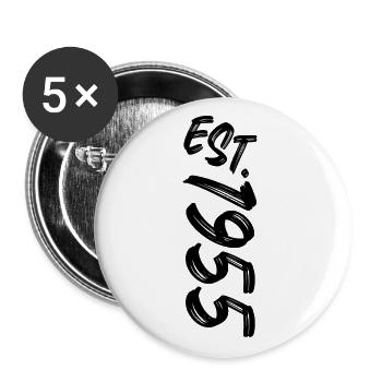 Est. 1955 - Established 1955 - Geburtstag Geschenk - Buttons groß 56 mm (5er Pack) - Weiß - Vorne