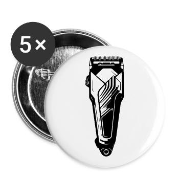 Tondeuse à cheveux icône de coiffeur - Lot de 5 grands badges (56 mm) - blanc - Devant