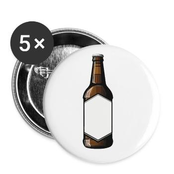 Beer Bottle Beer Drinking Symbol - Buttons large 2.2''/56 mm (5-pack) - white - Front