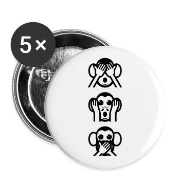 Trois singes sages Vertical - Lot de 5 grands badges (56 mm) - blanc - Devant