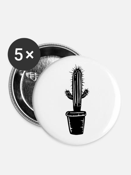 Kaktus - Buttons groß 56 mm (5er Pack) - Weiß