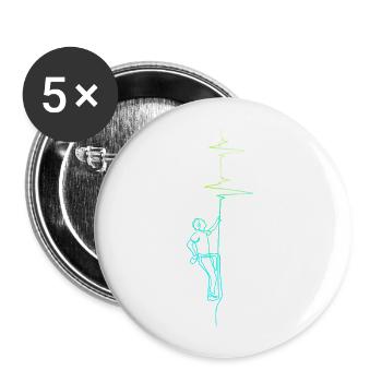 Climbing electrocardiogram green / blue - Buttons large 2.2''/56 mm (5-pack) - white - Front