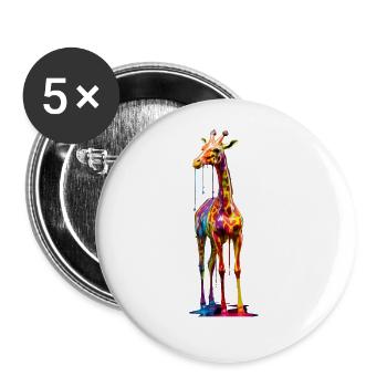 Girafe de couleur arc-en-ciel - Lot de 5 grands badges (56 mm) - blanc - Devant