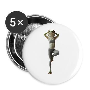 Frosch - Buttons groß 56 mm (5er Pack) - Weiß - Vorne