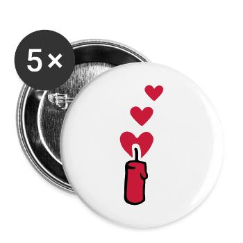 Heart Candle 2 - Buttons large 2.2''/56 mm (5-pack) - white - Front