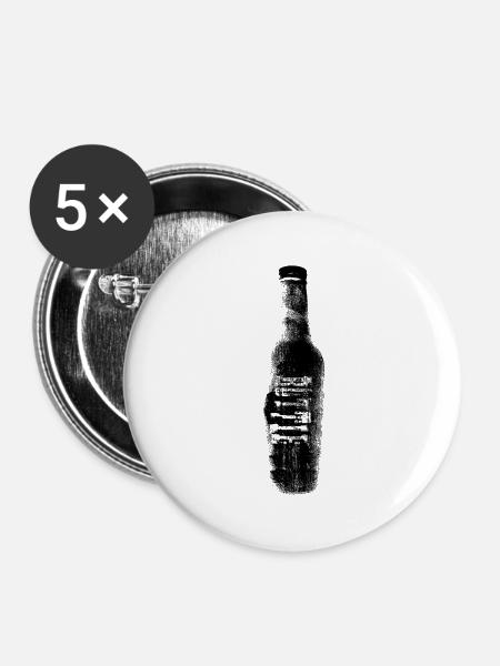 Bierflasche Bottle - Buttons groß 56 mm (5er Pack) - Weiß