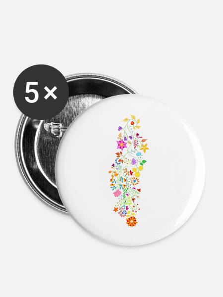 Blumenranke - Buttons groß 56 mm (5er Pack) - Weiß