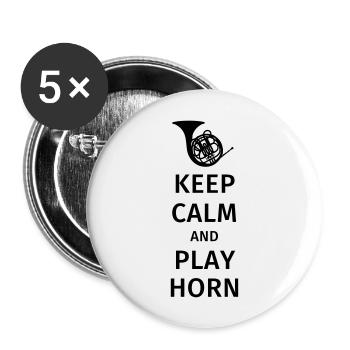 keep calm and play horn - Buttons groß 56 mm (5er Pack) - Weiß - Vorne