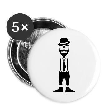 Hipster - Buttons groß 56 mm (5er Pack) - Weiß - Vorne