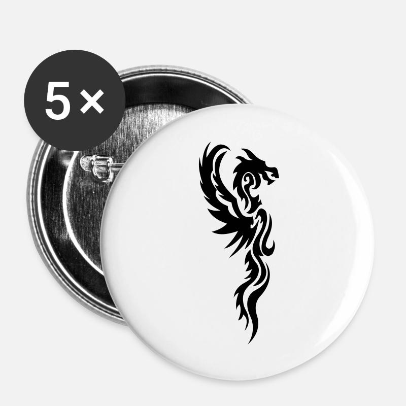 tribal dragon tattoo - Buttons large 2.2''/56 mm (5-pack) - white
