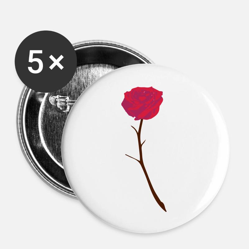 rose - Buttons groß 56 mm (5er Pack) - Weiß