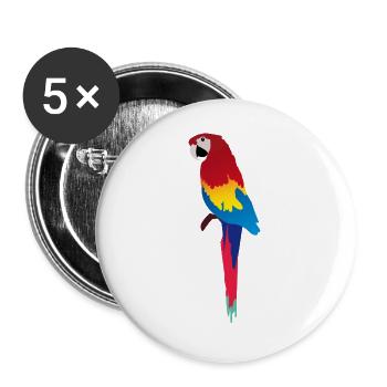 Bunter Papagei Print auf Kleidung - Buttons groß 56 mm (5er Pack) - Weiß - Vorne
