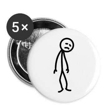 Triste figure de bâton malheureuse déprimée - Lot de 5 grands badges (56 mm) - blanc - Devant