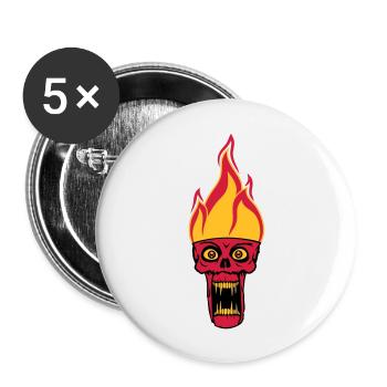 monster hoelle boese horror halloween kopf gesicht - Buttons groß 56 mm (5er Pack) - Weiß - Vorne