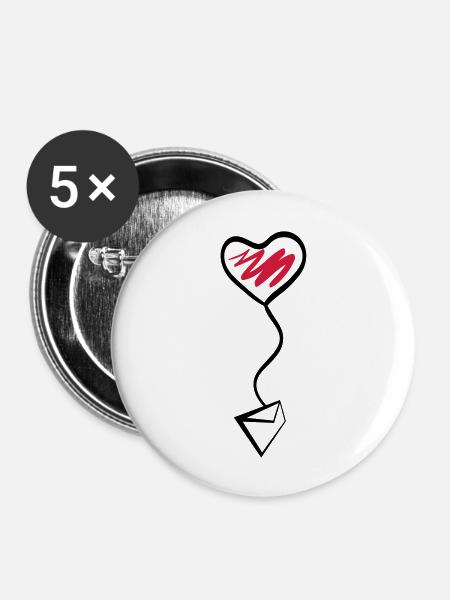 valentinsmail - Buttons groß 56 mm (5er Pack) - Weiß